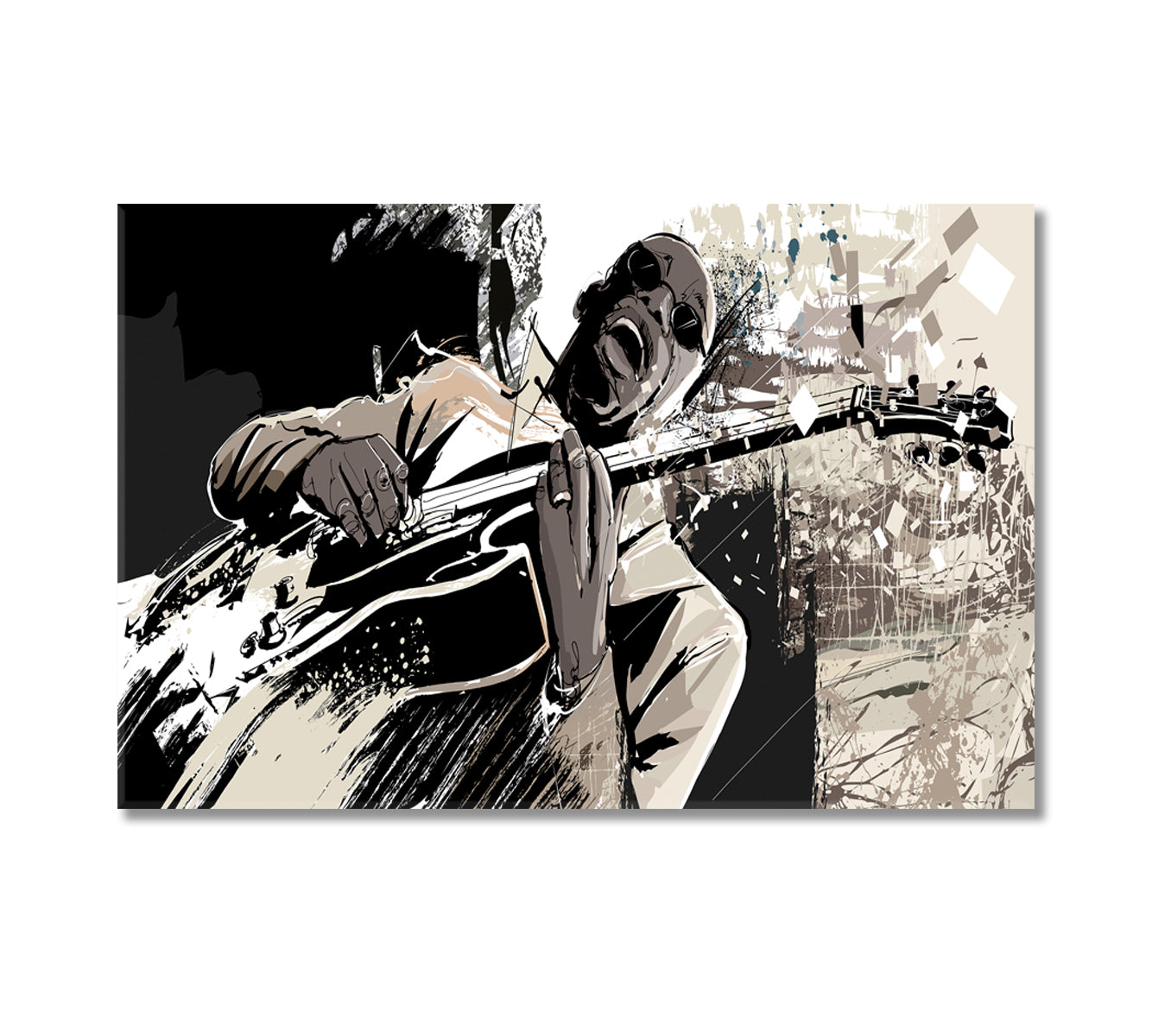 African American Jazz Guitarist Canvas Print-Canvas Print-CetArt-1 Panel-24x16 inches-CetArt