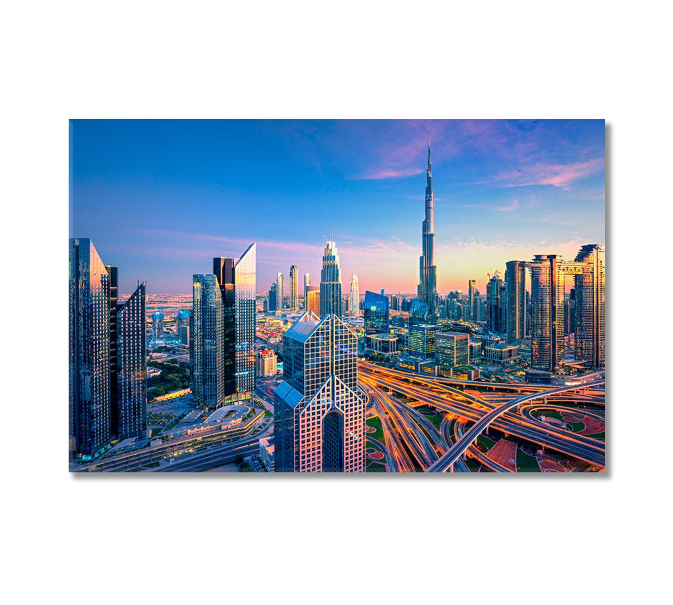 Dubai Amazing City Skyline at Sunset United Arab Emirates Canvas Print-Canvas Print-CetArt-1 Panel-24x16 inches-CetArt