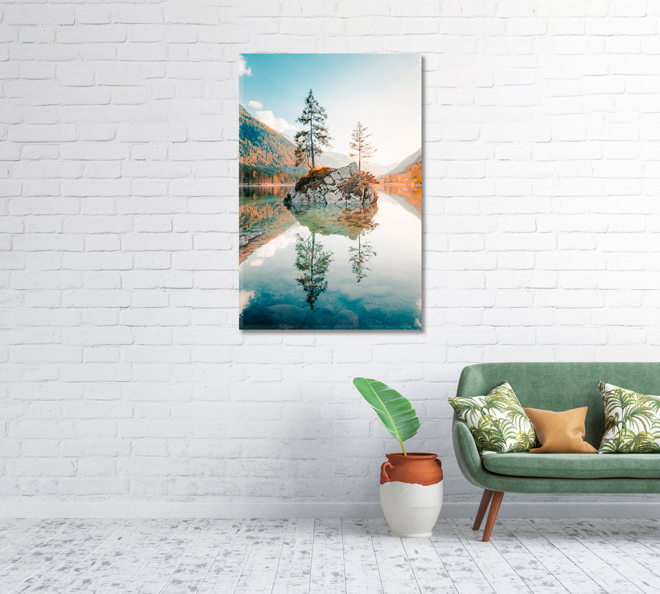 Beautiful Lake Hintersee at Sunset Berchtesgaden Bavaria Germany Canvas Print-Canvas Print-CetArt-1 panel-16x24 inches-CetArt