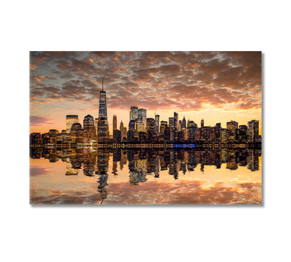 New York USA Downtown Skyline at Dusk Canvas Print-Canvas Print-CetArt-1 Panel-24x16 inches-CetArt