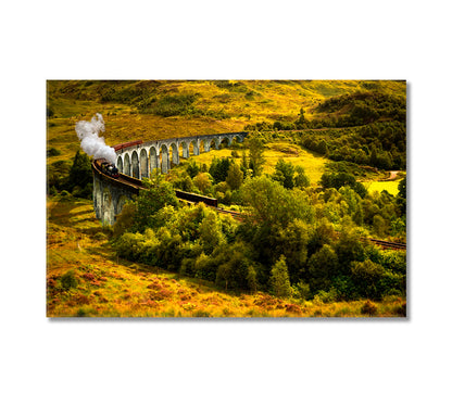 Jacobite Steam Train on Old Viaduct at Glenfinnan Scotland Canvas Print-Canvas Print-CetArt-1 Panel-24x16 inches-CetArt