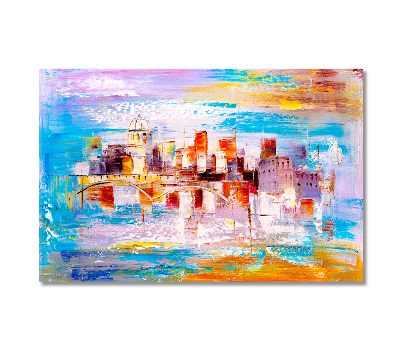 Prague Czech Republic Abstract Multicolor Skyline Canvas Print-Canvas Print-CetArt-1 Panel-24x16 inches-CetArt