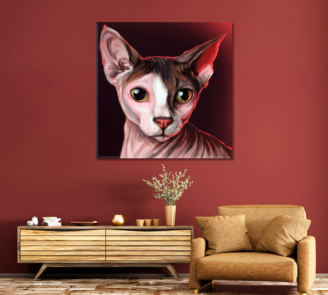 Sphynx Cat Portrait Canvas Print-Canvas Print-CetArt-1 panel-12x12 inches-CetArt