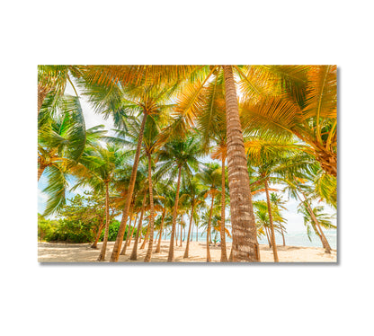 Coconut Trees on White Sandy Beach Canvas Print-Canvas Print-CetArt-1 Panel-24x16 inches-CetArt