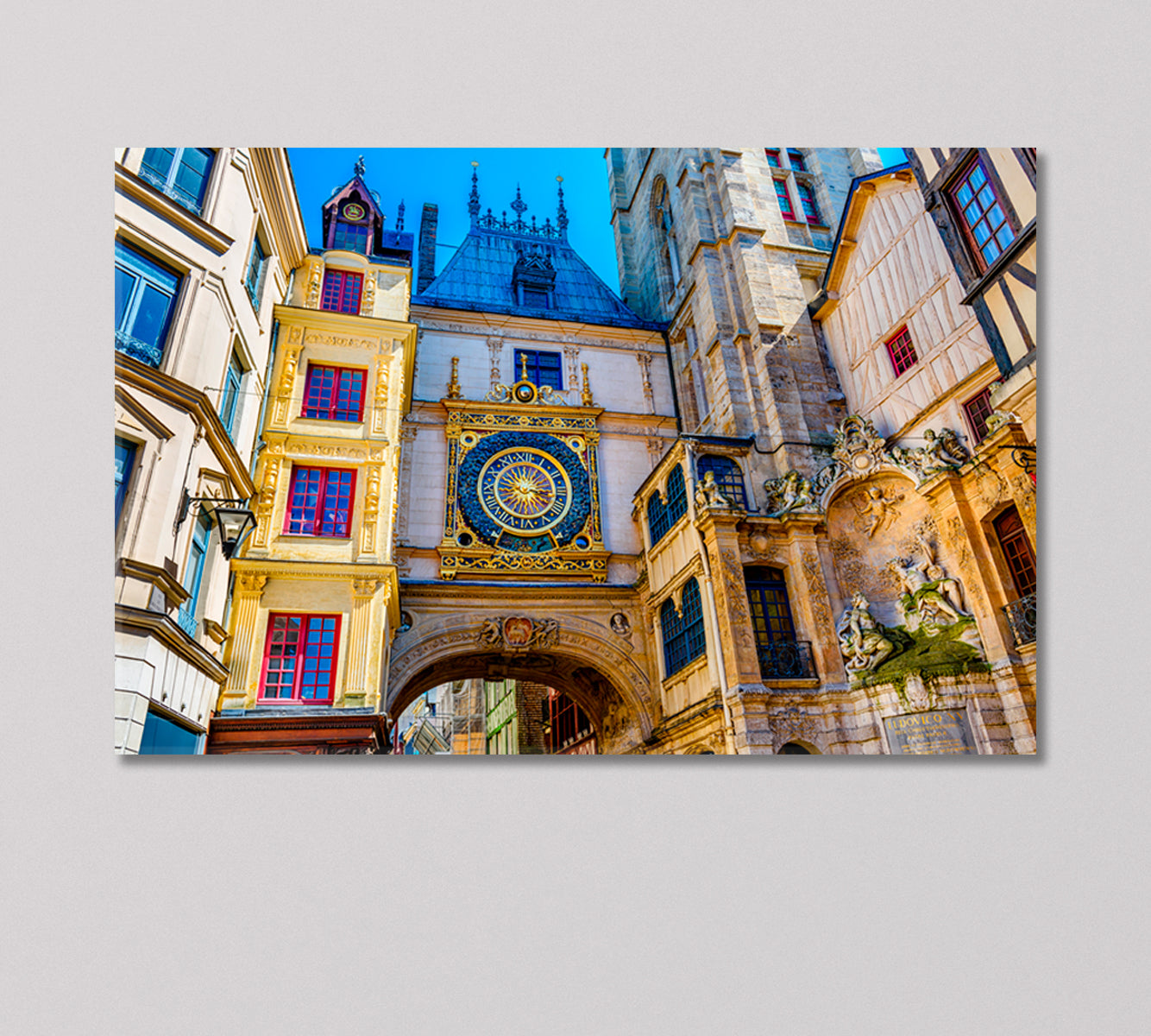 Large Astronomical Clock in Rouen France Canvas Print-Canvas Print-CetArt-1 Panel-24x16 inches-CetArt