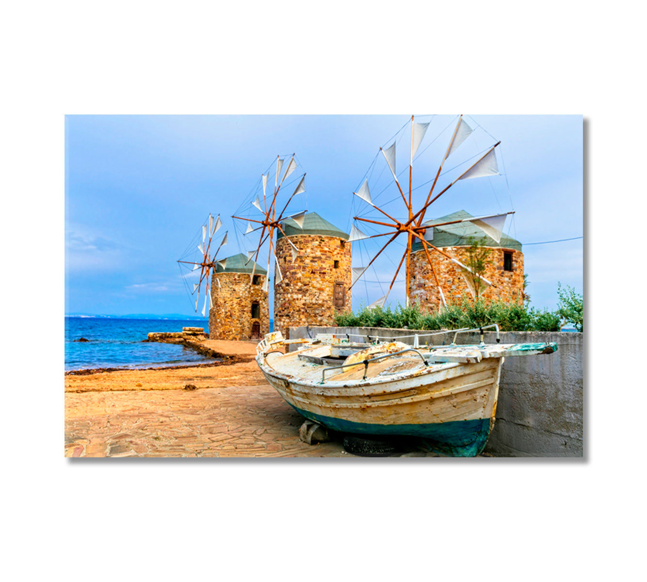 Old Windmills of Chios Island Greece Canvas Print-Canvas Print-CetArt-1 Panel-24x16 inches-CetArt