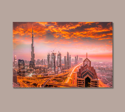 Dubai Cityscape with Modern Architecture at Sunset Canvas Print-Canvas Print-CetArt-1 Panel-24x16 inches-CetArt