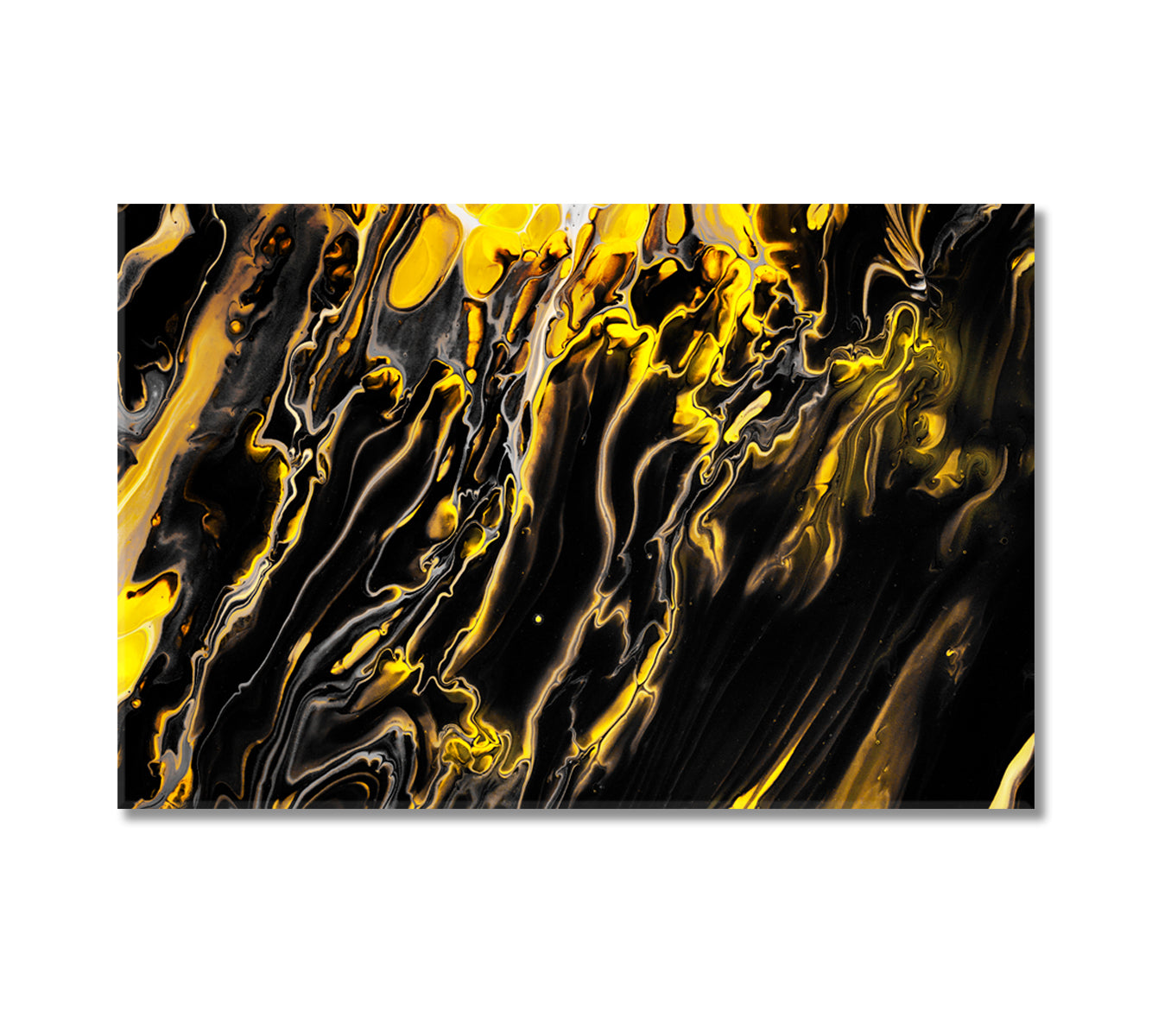 Black and Yellow Fluid Marble Pattern Canvas Print-Canvas Print-CetArt-1 Panel-24x16 inches-CetArt