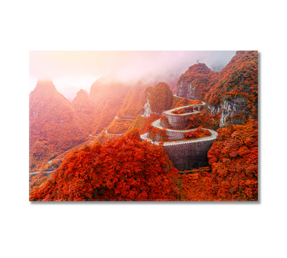 Winding Road in Tianmen Mountain National Park Hunan Canvas Print-Canvas Print-CetArt-1 Panel-24x16 inches-CetArt