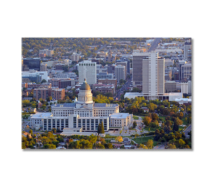 Salt Lake City Skyline with Capitol Building Utah Canvas Print-Canvas Print-CetArt-1 Panel-24x16 inches-CetArt