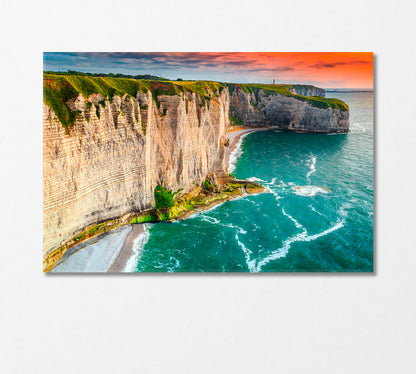 Rocky Coastline near Etretat France Canvas Print-Canvas Print-CetArt-1 Panel-24x16 inches-CetArt