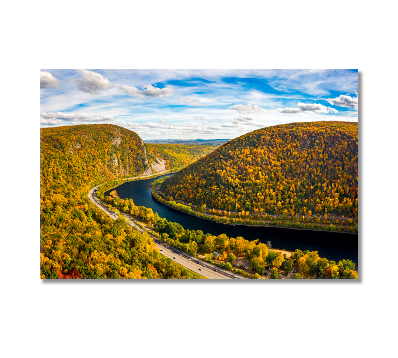 Delaware Water Gap at Autumn Day New Jersey and Pennsylvania Canvas Print-Canvas Print-CetArt-1 Panel-24x16 inches-CetArt