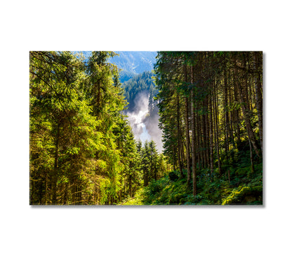 Mountain Forest with Krimml Waterfall Austria Canvas Print-Canvas Print-CetArt-1 Panel-24x16 inches-CetArt