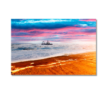 Shipwreck in Atlantic Ocean on Skeleton Coast Namibia Africa Canvas Print-Canvas Print-CetArt-1 Panel-24x16 inches-CetArt