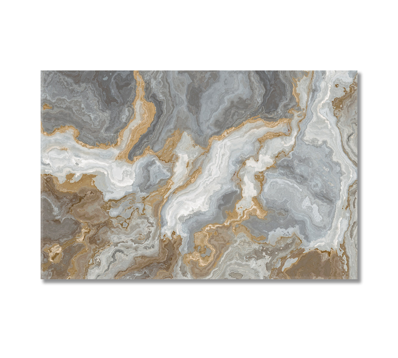 Gray Marble with Golden Veins Canvas Print-Canvas Print-CetArt-1 Panel-24x16 inches-CetArt