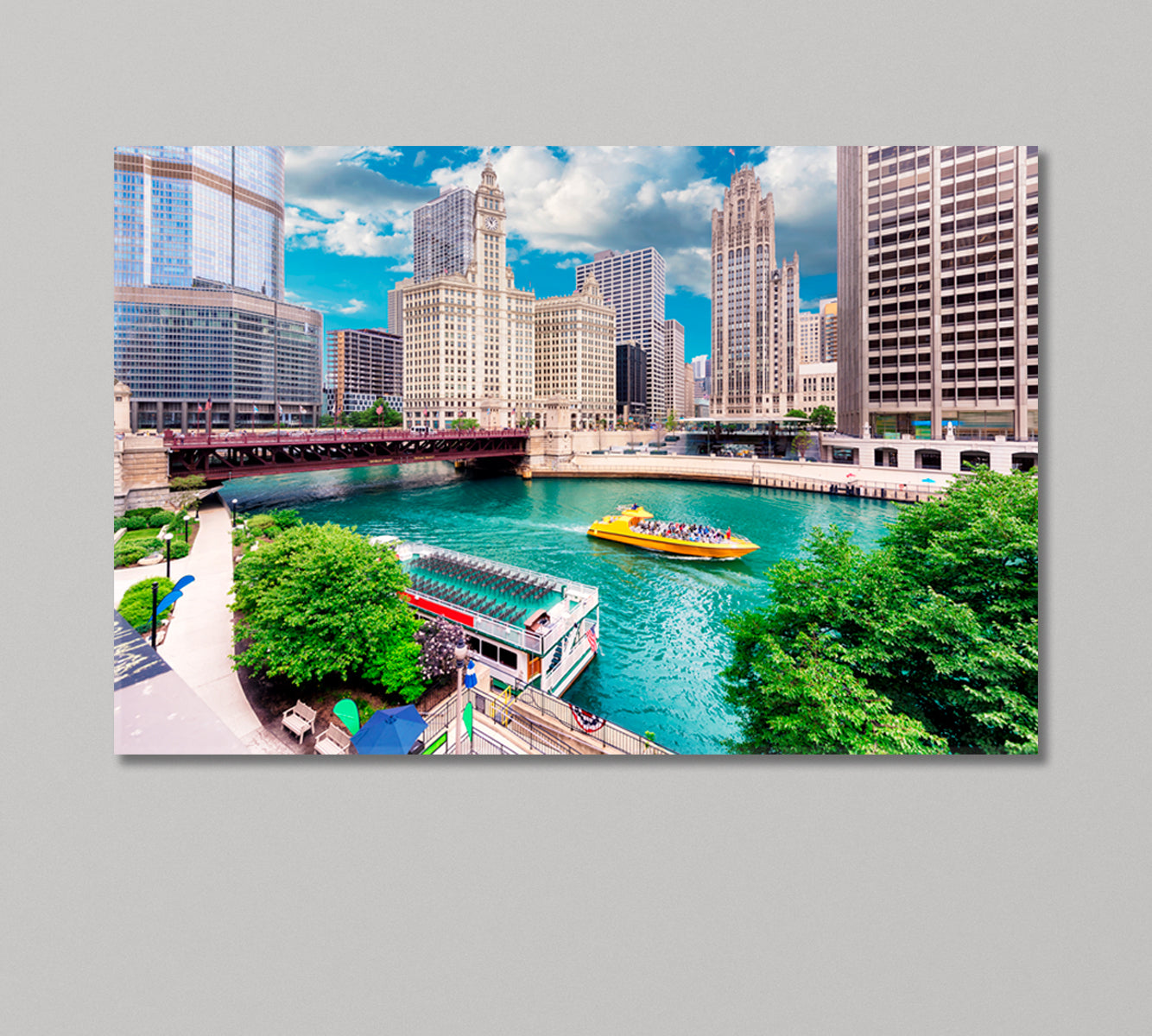 Chicago Downtown at Summer Day USA Canvas Print-Canvas Print-CetArt-1 Panel-24x16 inches-CetArt