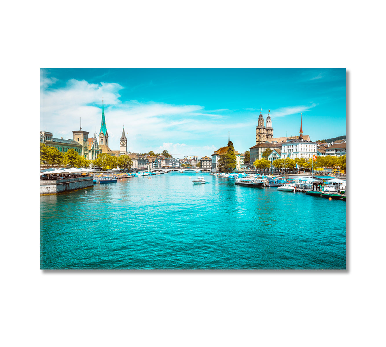 Zurich City with Famous Limmat River Switzerland Canvas Print-Canvas Print-CetArt-1 Panel-24x16 inches-CetArt