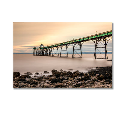 Clevedon Pier in England Canvas Print-Canvas Print-CetArt-1 Panel-24x16 inches-CetArt