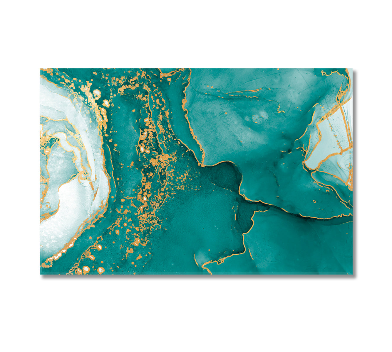 Abstract Aquamarine Watercolor Ink Pattern Canvas Print-Canvas Print-CetArt-1 Panel-24x16 inches-CetArt