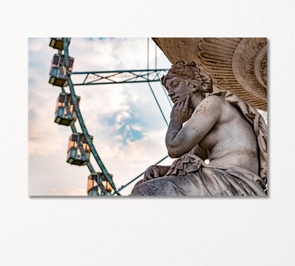 Sculpture of Fountain Danubius Budapest Hungary Canvas Print-Canvas Print-CetArt-1 Panel-24x16 inches-CetArt