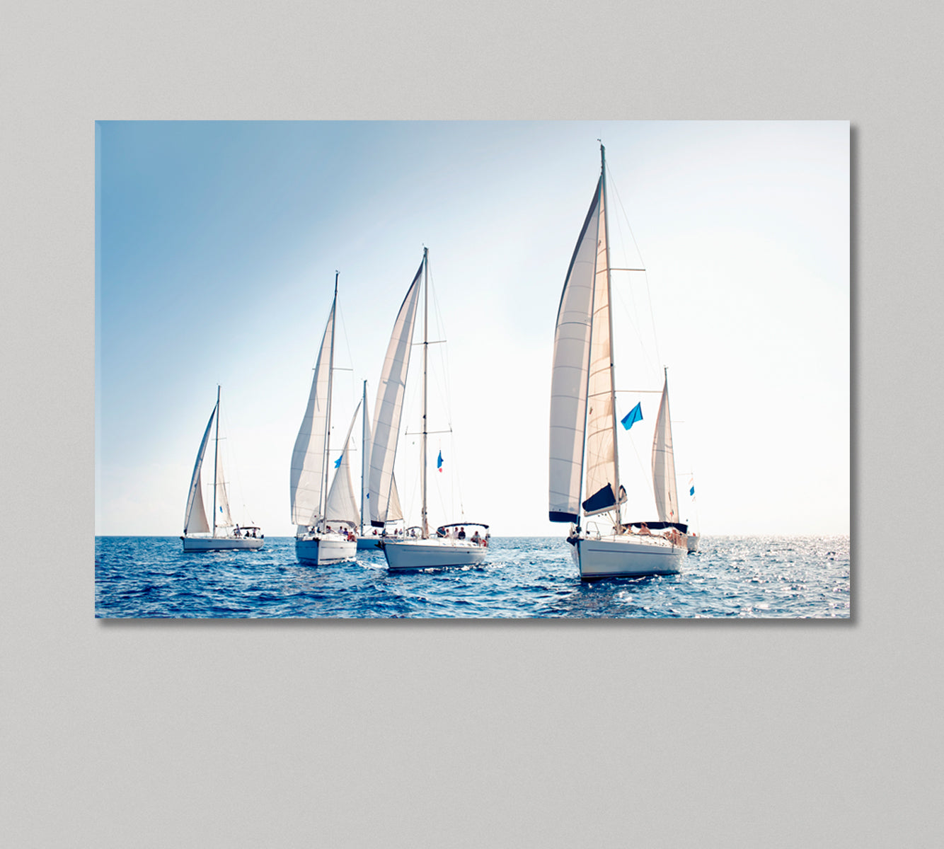 Sailing Ship Yachts with White Sails Canvas Print-Canvas Print-CetArt-1 Panel-24x16 inches-CetArt