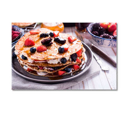 Pancake with Berry Fruits Canvas Print-Canvas Print-CetArt-1 Panel-24x16 inches-CetArt