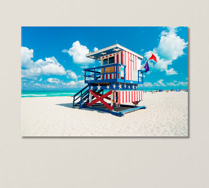 Rescue Tower an American Flag Design Canvas Print-Canvas Print-CetArt-1 Panel-24x16 inches-CetArt