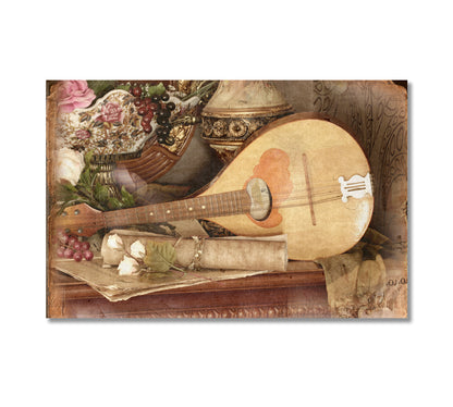 Still Life Mandolin and Roses Canvas Print-Canvas Print-CetArt-1 Panel-24x16 inches-CetArt