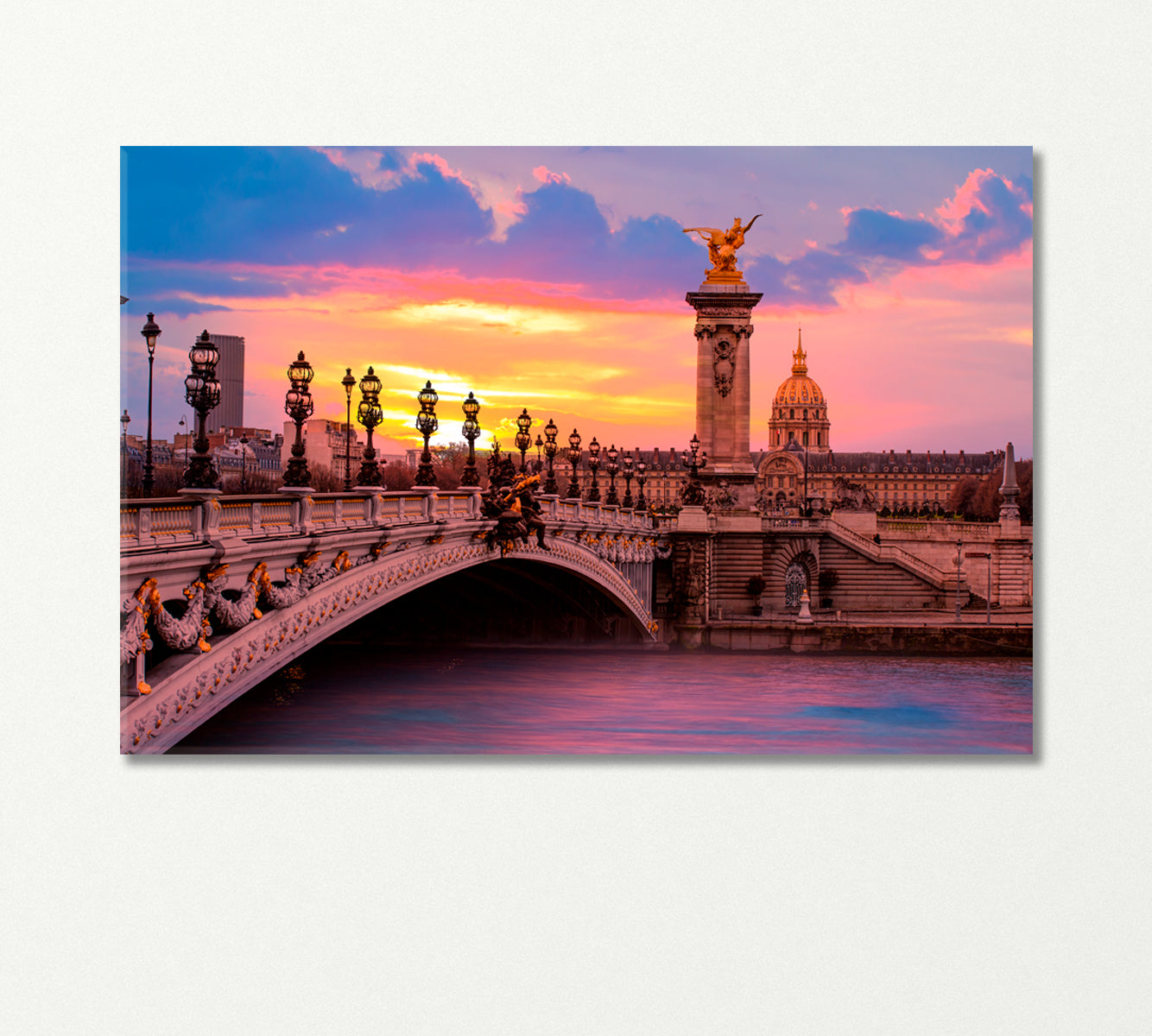 Alexandre III Bridge at Sunset Paris France Canvas Print-Canvas Print-CetArt-1 Panel-24x16 inches-CetArt