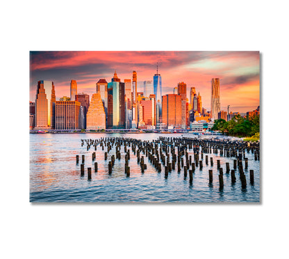 Sunrise over Manhattan New York United States Canvas Print-Canvas Print-CetArt-1 Panel-24x16 inches-CetArt