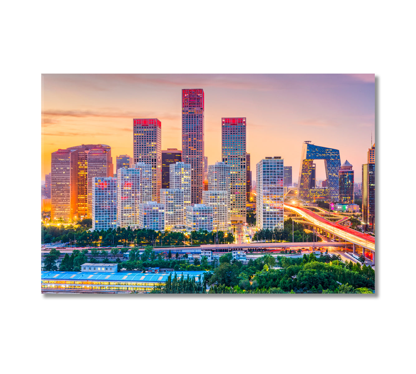 Beijing City Skyline at Dusk Canvas Print-Canvas Print-CetArt-1 Panel-24x16 inches-CetArt