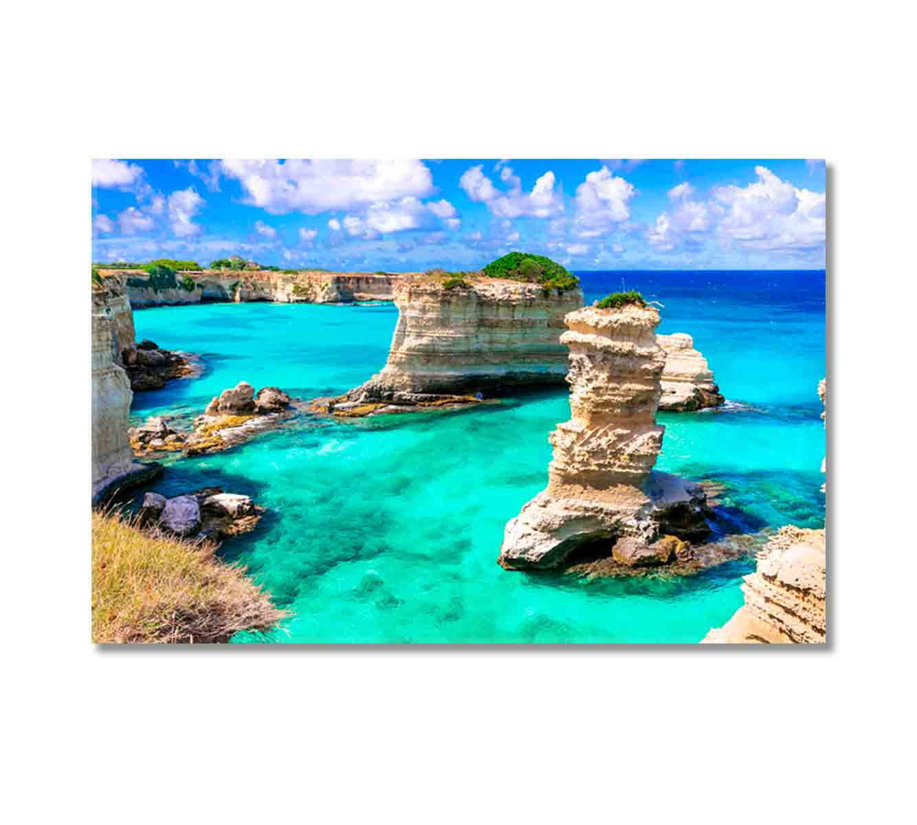 Torre di Sant Andrea Beach Apulia Italy Canvas Print-Canvas Print-CetArt-1 Panel-24x16 inches-CetArt