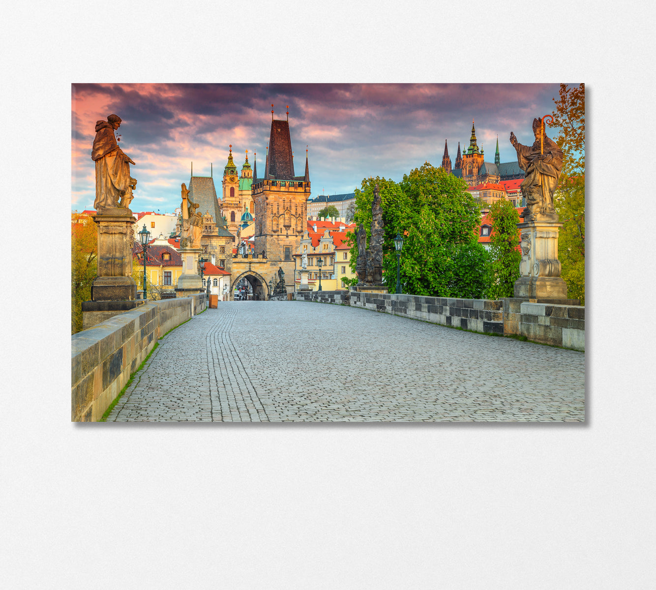 Old Town Tower and Charles Bridge Prague Canvas Print-Canvas Print-CetArt-1 Panel-24x16 inches-CetArt