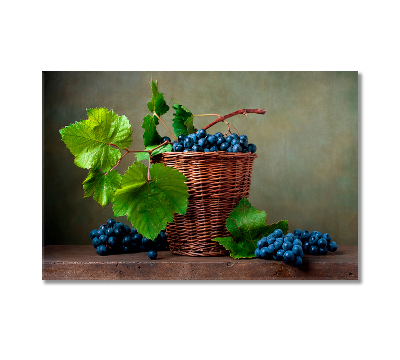 Still Life Grapes in Basket Canvas Print-Canvas Print-CetArt-1 Panel-24x16 inches-CetArt