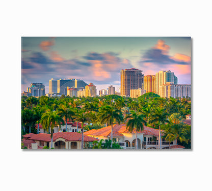 Florida City Skyline at Dusk United States Canvas Print-Canvas Print-CetArt-1 Panel-24x16 inches-CetArt