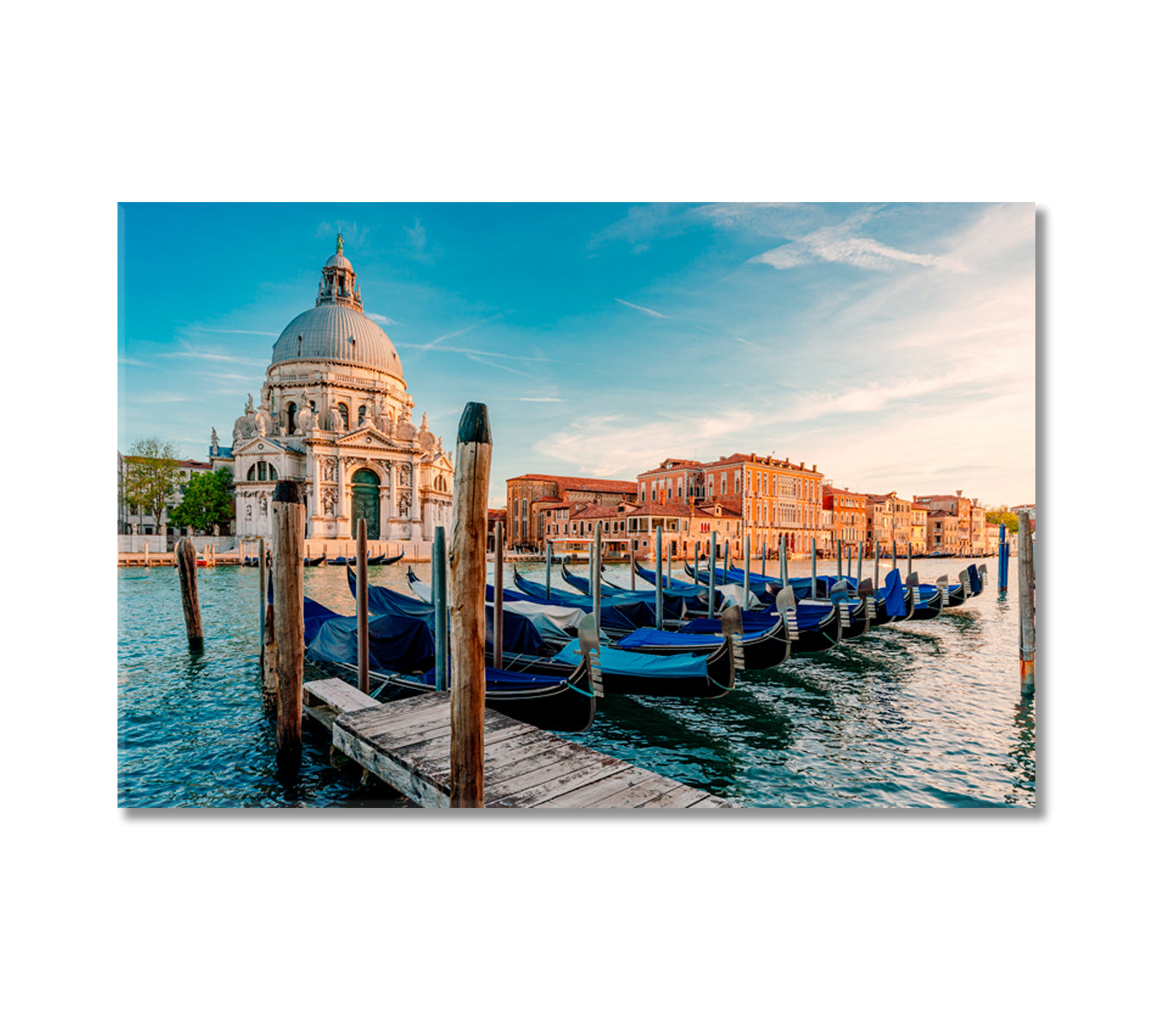 Gondolas and Santa Maria Della Salute Church Venice Italy Canvas Print-Canvas Print-CetArt-1 Panel-24x16 inches-CetArt