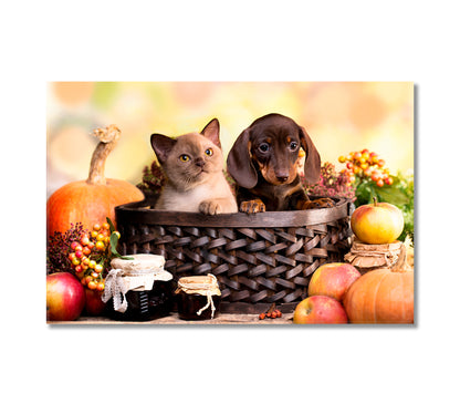 Puppy and Kitten Canvas Print-Canvas Print-CetArt-1 Panel-24x16 inches-CetArt