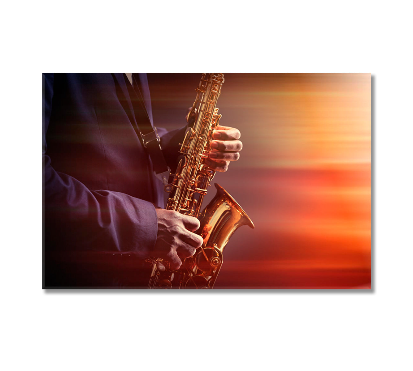 African American Jazz Musician Playing Saxophone Canvas Print-Canvas Print-CetArt-1 Panel-24x16 inches-CetArt