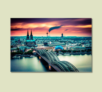 Cologne City and Hohenzollern Bridge Germany Canvas Print-Canvas Print-CetArt-1 Panel-24x16 inches-CetArt