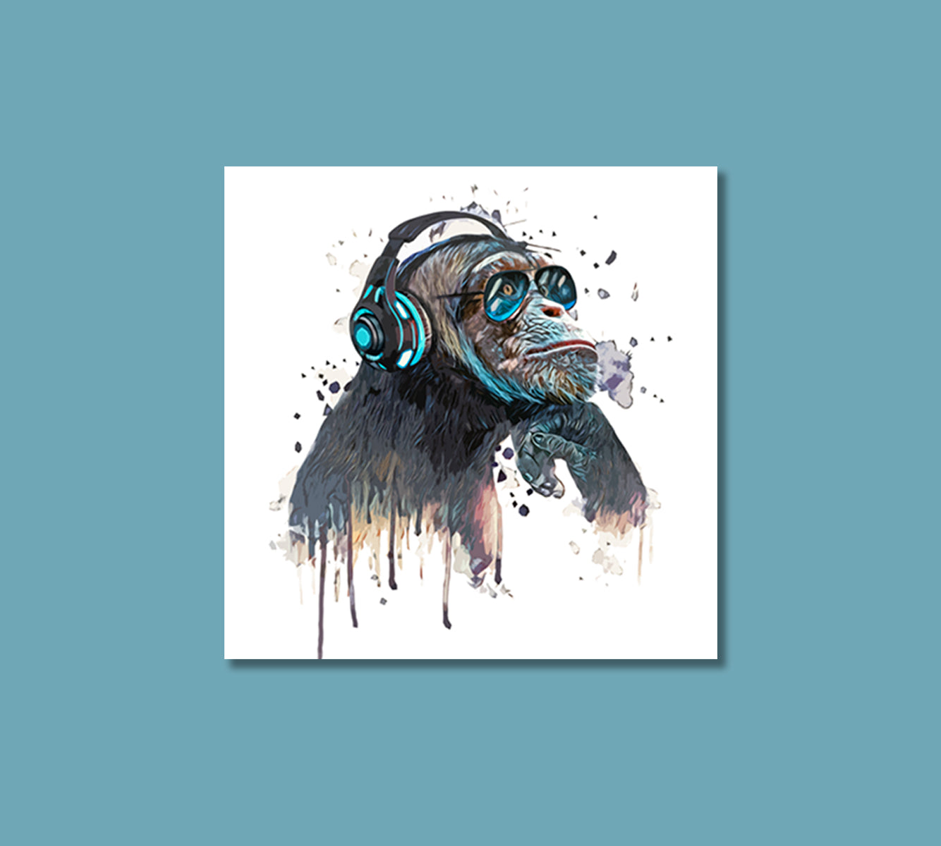 Hipster Monkey in Headphones Canvas Print-Canvas Print-CetArt-1 panel-12x12 inches-CetArt