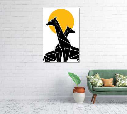 Minimalist Geometric Giraffes Canvas Print-Canvas Print-CetArt-1 panel-16x24 inches-CetArt