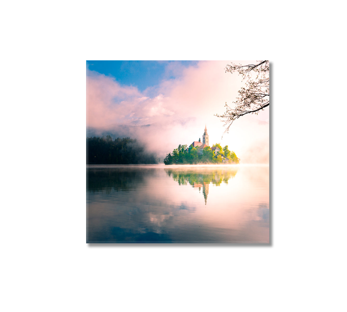 Bled Lake at Fog Slovenia Canvas Print-Canvas Print-CetArt-1 panel-12x12 inches-CetArt