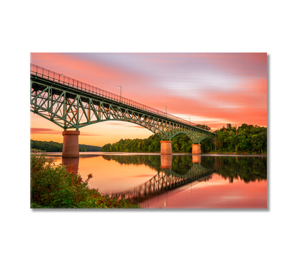 Kennebec River with Memorial Bridge Augusta Maine USA Canvas Print-Canvas Print-CetArt-1 Panel-24x16 inches-CetArt