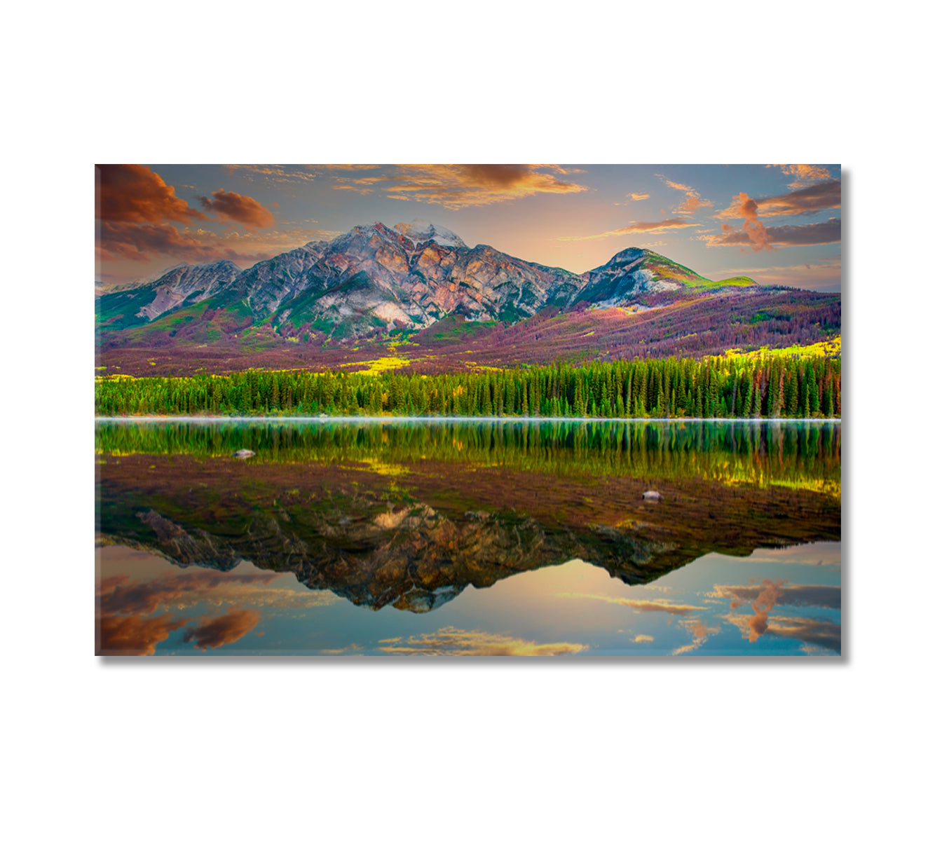 Sunrise at Pyramid Lake Jasper Alberta Canada Canvas Print-Canvas Print-CetArt-1 Panel-24x16 inches-CetArt