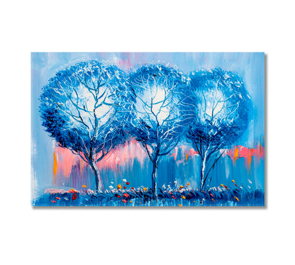 Modern Abstract Blue Trees Canvas Print-Canvas Print-CetArt-1 Panel-24x16 inches-CetArt