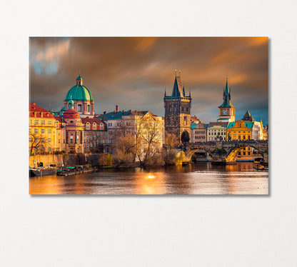 Church of St Francis and Charles Bridge Prague Canvas Print-Canvas Print-CetArt-1 Panel-24x16 inches-CetArt