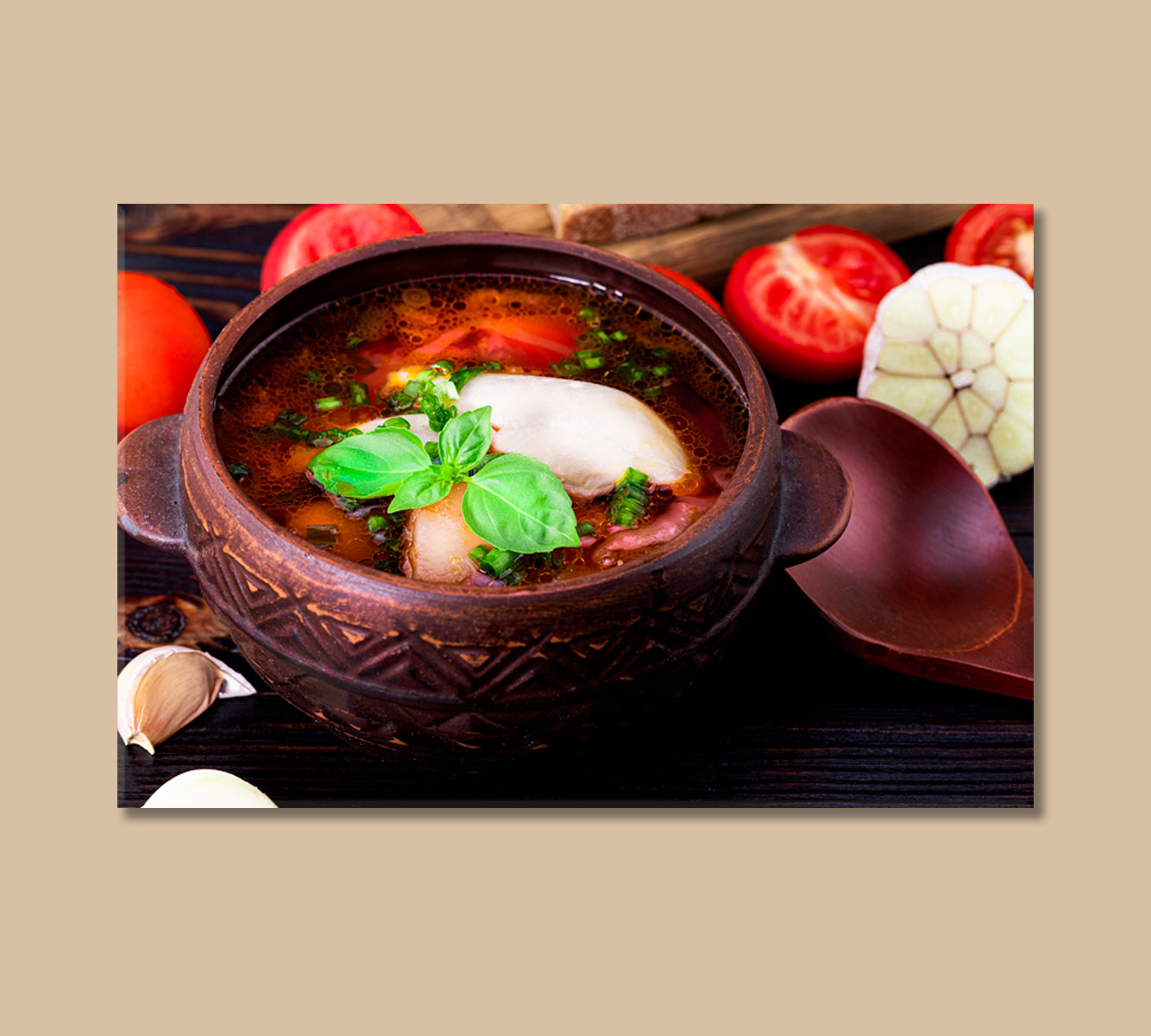 Red Borscht with Garlic Canvas Print-Canvas Print-CetArt-1 Panel-24x16 inches-CetArt