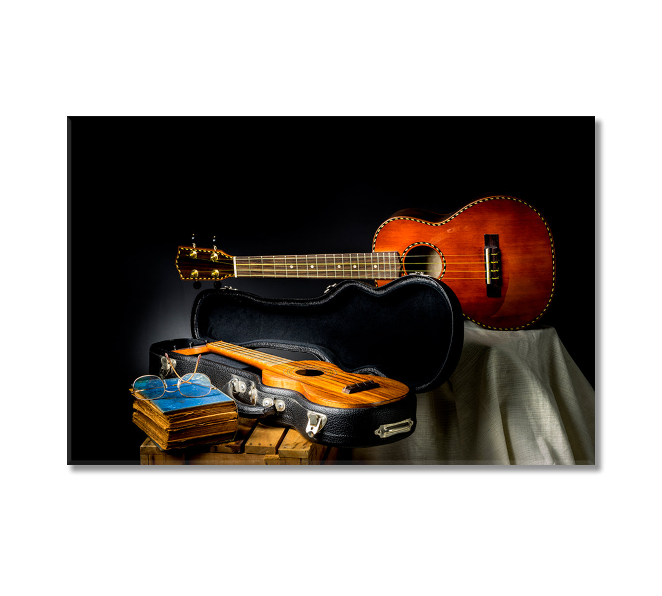 Still Life Classic Ukulele in Case Canvas Print-Canvas Print-CetArt-1 Panel-24x16 inches-CetArt