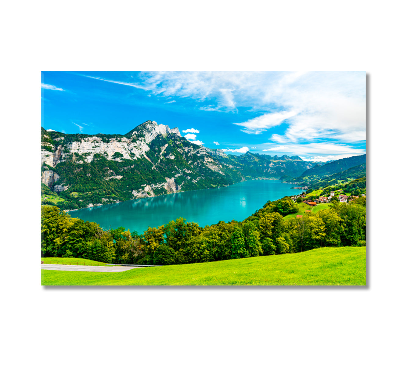 Walensee Lake Switzerland Landscape Canvas Print-Canvas Print-CetArt-1 Panel-24x16 inches-CetArt