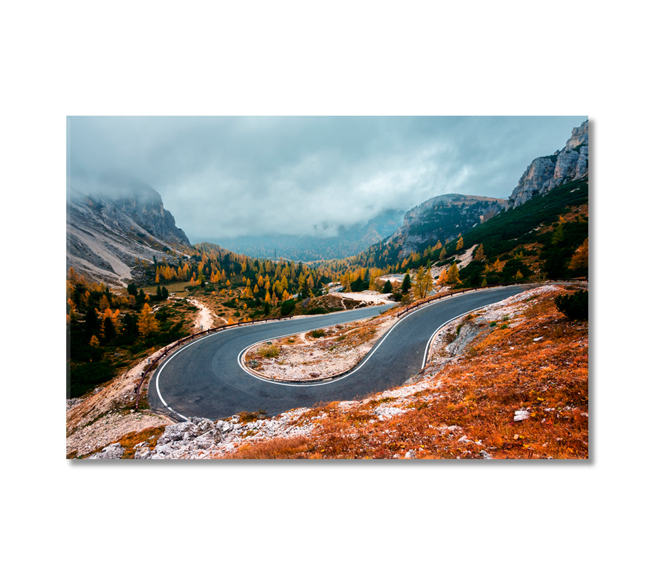 Winding Mountains Road of Lavaredo in Tre Cime di Lavaredo National Park Dolomite Alps Canvas Print-Canvas Print-CetArt-1 Panel-24x16 inches-CetArt